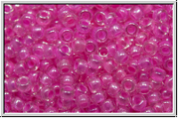bhm. Rocailles, 11/0, crystal, trans., hot pink-ld., 10g