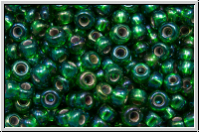 RR-08-1016, MIYUKI Rocailles, 08/0, green, trans., silver-ld., AB, 10g