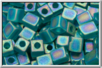 SB-04-2405fr, MIYUKI Squares, 4mm, teal, trans., matte, AB, 15g