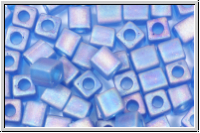 SB-04-0149fr, MIYUKI Squares, 4mm, blue, capri, trans., matte, AB, 15g