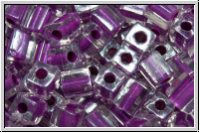 SB-04-0243, MIYUKI Squares, 4mm, crystal, trans., magenta-ld., 15g