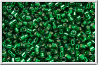 DB0605, MIYUKI Delica, 11/0, emerald (dyed), trans., silver-ld., 5g