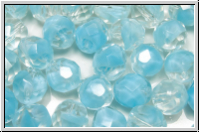 Bhm. Glasschliffperle, feuerpol., 8mm, crystal, trans., blue achat, 10 Stk.