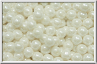 bhm. Glasperle, rund, 4mm, white, op., luster, 50 Stk.