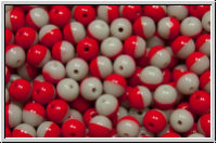 bhm. Glasperle, rund, 4mm, red/grey, op., 50 Stk.