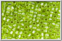 SBS-18-0014, MIYUKI Squares, 1,8mm, lime green, trans., silver-ld., 5g