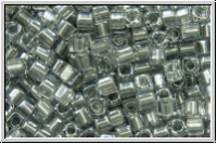 SBS-18-0242, MIYUKI Squares, 1,8mm, crystal, trans., spkl. pewter-ld., 5g