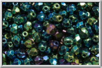 bhm. Glasschliffperle, feuerpol., 4mm, green, met., iris., 50Stk.