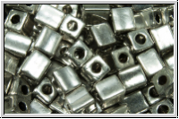 SB-04-0192, MIYUKI Squares, 4mm, rhodium, met., plated, 5g (Kleinere Menge!)