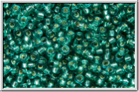 RR-15-1424, MIYUKI Rocailles, 15/0, teal (dyed), trans., silver-ld., 5g