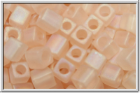 SB-04-0155fr, MIYUKI Squares, 4mm, tearose, lt., trans., matte, AB, 15g