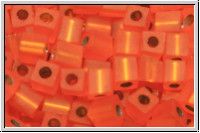 SB-04-0008f, MIYUKI Squares, 4mm, orange, trans., silver-ld., matte, 15g