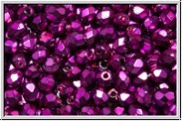 Bhm. Glasschliffperle, feuerpol., 4mm, black, op., heavy metal magenta, 50 Stk.