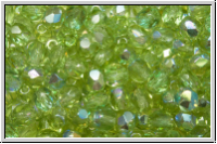 Bhm. Glasschliffperle, feuerpol., 4mm, olivine, lt., trans., AB, 50 Stk.