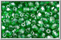 Bhm. Glasschliffperle, feuerpol., 4mm, emerald, trans., luster, 50 Stk.