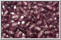 Bhm. Glasschliffperle, feuerpol., 4mm, amethyst, trans., 50 Stk.