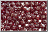 Bhm. Glasschliffperle, feuerpol., 4mm, garnet, trans., luster, 50 Stk.