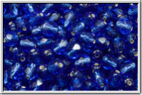 Bhm. Glasschliffperle, feuerpol., 4mm, blue, trans., silver-ld., 50 Stk.