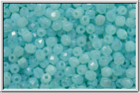 Bhm. Glasschliffperle, feuerpol., 3mm, aqua, opal, 50 Stk.