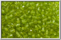 Bhm. Glasschliffperle, feuerpol., 3mm, olivine, lt., trans., 50 Stk.