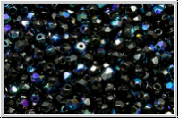 Bhm. Glasschliffperle, feuerpol., 3mm, black, op., AB, 50 Stk.