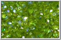 Bhm. Glasschliffperle, PRECIOSA, feuerpol., 4mm, olivine, trans., AB, 50 Stk.