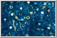 Bhm. Glasschliffperle, feuerpol., 4mm, capri blue, lt., trans., AB, 50 Stk.