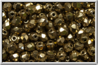 Bhm. Glasschliffperle, feuerpol., 4mm, 24kt goldbronze, met., 50 Stk.