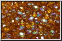 Bhm. Glasschliffperle, feuerpol., 4mm, topaz, med., trans., AB, 50 Stk.