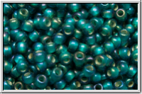 R-11-2027bdf, TOHO Rocailles, 11/0, teal, trans., silver-ld., AB, 10g