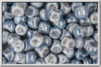 Mushroom Beads, 9mm, white, opaque, blue marbled, 10 Stk.
