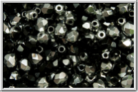 Bhm. Glasschliffperle, feuerpol., 4mm, black, op., half silver, 50 Stk.