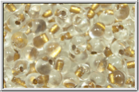 DPF-35, MIYUKI Tropfen, 3,4mm, crystal, met. gold-ld., 10g