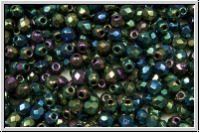 Bhm. Glasschliffperle, feuerpol., 3mm, green, met., iris., 50 Stk.