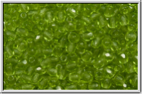 Bhm. Glasschliffperle, feuerpol., 3mm, olivine, dk., trans., 50 Stk.