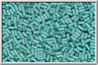 MBU-1-0412fr, MIYUKI Bugles, Nr. 1 (3mm), turquoise, op. matte,  AB, 10 g