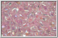 LMA-2144, MIYUKI Long Magatamas, 4x7mm, crystal, trans., pink-ld., AB, 80 Stk.