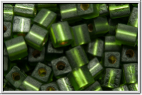 SB-03-0026f, MIYUKI Squares, 3mm, olivine, trans., silver-ld., matte, 10g