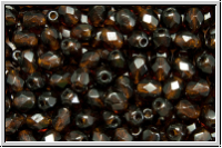 Bhm. Glasschliffperle, feuerpol., 4mm, topaz, sm., dk., trans., 50 Stk.