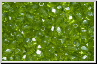 Bhm. Glasschliffperle, feuerpol., 4mm, olivine, trans., luster, 50 Stk.