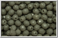 Bhm. Glasschliffperle, feuerpol., 4mm, grey, dk., op., 50 Stk.