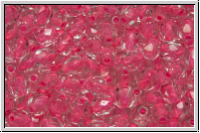 Bhm. Glasschliffperle, feuerpol., 4mm, crystal, trans., neon pink-ld., 50 Stk.