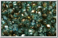 Bhm. Glasschliffperle, feuerpol., 4mm, aquamarine, trans., half celsian, 50 Stk.