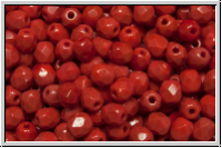 Bhm. Glasschliffperle, feuerpol., 4mm, red, op., 50 Stk.