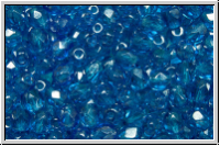 Bhm. Glasschliffperle, feuerpol., 4mm, capri blue, trans., luster, 50 Stk.