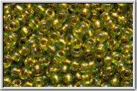 R-11-0996, TOHO Rocailles, 11/0, peridot, trans., gold-ld., AB, 10g