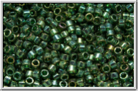 DB0125, MIYUKI Delica, 11/0, emerald, trans., gold luster, 5g