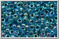 RR-08-0339, MIYUKI Rocailles, 08/0, aqua, trans., blue-ld., AB, 10g