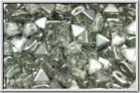 KHEOPS PAR PUCA, 6x5mm, crystal, trans., half silver, 50 Stk.