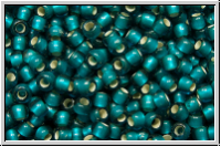 R-11-0027bdf, TOHO Rocailles, 11/0, teal, trans., SL, frosted, 10g